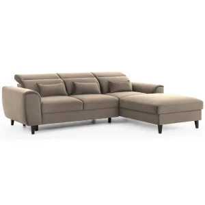 Ecksofa FOBLE mit Bettkasten Schlaffunktion und Zierkissen Beige (Nube 20)
