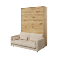 Sofa Beige Bouclé mit Wandklappbett