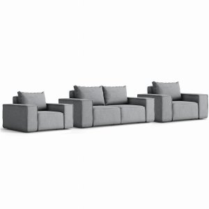 Möbelset GARTEN Gartenmöbel Terrasse wasserdicht OUTDOOR 2+1+1 Sofa Sessel, Hellgrau