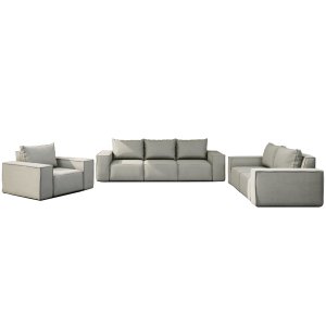 Möbelset GARTEN 3+2+1 Sofas und Sessel Gartenmöbel Terrasse wasserdicht OUTDOOR, Hellgrau