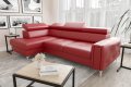 Ledersofa ORION L-Form 255x170 mit Schlaffunktion, Rot