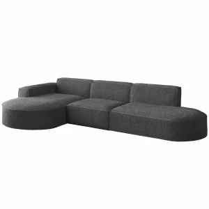 Ecksofa PARMA L – Modernes, komfortables Sofa mit freistehender Rückseite - BOUCLÉ Graphit (Loop 19)