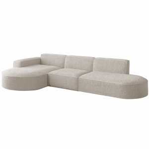 Ecksofa PARMA L – Modernes, komfortables Sofa mit freistehender Rückseite -  BOUCLÉ Creme (Abriamo 04)
