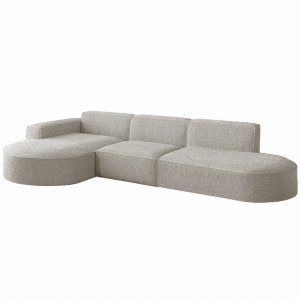 Ecksofa PARMA L – Modernes, komfortables Sofa mit freistehender Rückseite - BOUCLÉ Creme (Loop 2)