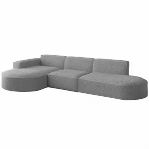 Ecksofa PARMA L – Modernes, komfortables Sofa mit freistehender Rückseite - BOUCLÉ Grau (Loop 18)