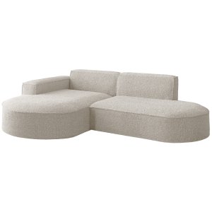 PARMA STUDIO Ecksofa 236 cm – Weiches Bouclé-Design für kleine, stilvolle Räume - Creme (Abriamo 04)