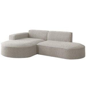 PARMA STUDIO Ecksofa 236 cm – Weiches Bouclé-Design für kleine, stilvolle Räume -  Creme (Loop 2)