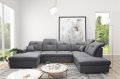 Ecksofa DAVIO U mit Schlaffunktion und Bettkasten und verstellbare Kopfstützen, Grau
