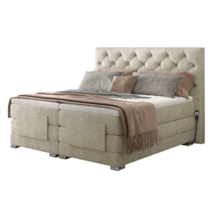 Boxspringbett COLEEN Hotelbett elektrisch kontinentales Bett - Creme