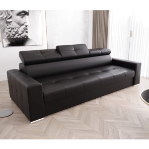 Ledersofa MARGO III Leder Couch verstellbare Kopfstützen 273 cm - Schwarz