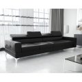 Ledersofa TOSCANIA IV Leder Couch verstellbare Kopfstützen 315 cm - Schwarz