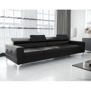 Ledersofa TOSCANIA IV Leder Couch verstellbare Kopfstützen 315 cm - Schwarz