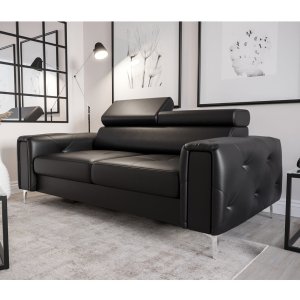 Ledersofa ORION II Leder Couch verstellbare Kopfstützen 185 cm - Schwarz