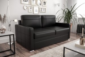 Ledersofa AVANTI IV Leder Couch mit Schlaffunktion 187 cm - Schwarz