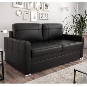 Ledersofa AVANTI III Leder Couch mit Schlaffunktion 167 cm - Schwarz