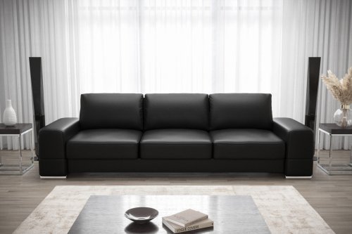 Ledersofa ZARA DL – 270 cm mit Schlaffunktion & DL-Ausklappsystem - Schwarz