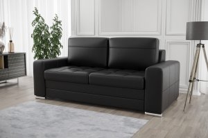 Ledersofa VERONA II Leder Couch mit Schlaffunktion 170 cm - Schwarz