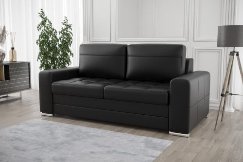 Ledersofa VERONA II Leder Couch mit Schlaffunktion 170 cm - Schwarz