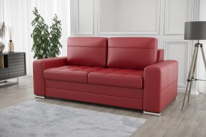 Ledersofa VERONA III Leder Couch mit Schlaffunktion 190 cm - Rot