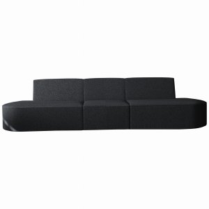Sofa DALIA 3-Sitzer 325 cm Couch Bouclé Schwarz Stoff (Antic 19)