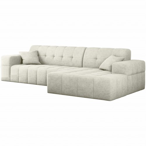 Balia Ecksofa L Creme Chenille Stoff Rechts