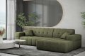 Ecksofa Balia L Chenille Oliv Stoff Rechts Dekor