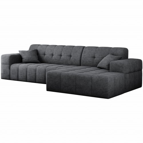 Balia Ecksofa L Chenille Grau Stoff Rechts