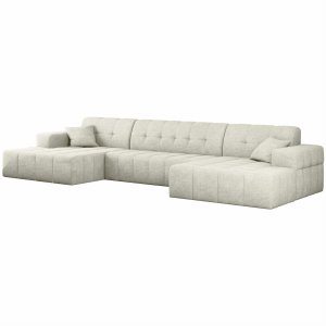 Ecksofa BALIA U 350 cm Creme Chenille Stoff (Perfect Harmony 01)