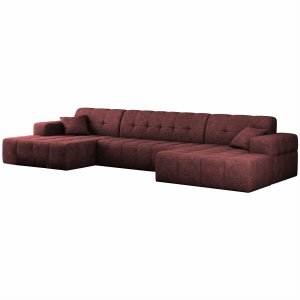 Ecksofa BALIA U 350 cm Rotwein Chenille Stoff (Perfect Harmony 59)