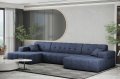 Balia Ecksofa U Dunkelblau Chenille Stoff Dekor