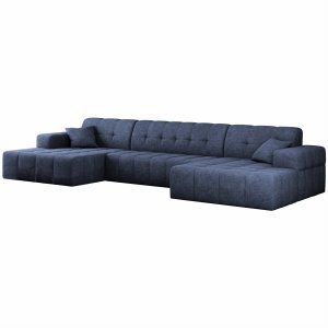 Ecksofa BALIA U 350 cm Dunkelblau Chenille Stoff (Perfect Harmony 77)