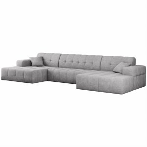 Ecksofa BALIA U 350 cm Hellgrau Chenille Stoff (Perfect Harmony 80)
