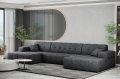 Balia Ecksofa U Grau Chenille Stoff Dekor