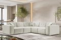 Ecksofa Luga Corner Tasten creme Chenille Stoff Dekor