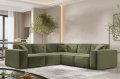 Ecksofa LUGA CORNER mit Tasten Chenille Oliv Stoff Dekor