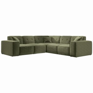 Ecksofa LUGA CORNER 246 cm mit Knöpfen Universal Chenille Stoff Olivgrün (Perfect Harmony 39)
