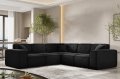 Ecksofa LUGA CORNER mit Tasten Schwarz Velvet Stoff Dekor