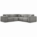 Ecksofa LUGA CORNER mit Tasten Hellgrau Velvet Stoff