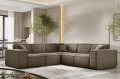 Ecksofa LUGA CORNER mit Tasten Velvet Beige Stoff Dekor