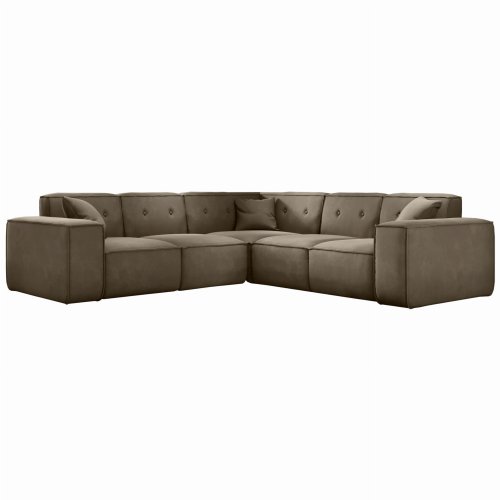 Ecksofa LUGA CORNER mit Tasten Velvet Beige Stoff