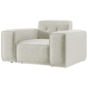 Sessel LUGA mit Knöpfen 121 cm Chenille Stoff Creme (Perfect Harmony 01)