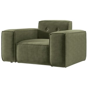 Sessel LUGA mit Knöpfen 121 cm Chenille Stoff Olivgrün (Perfect Harmony 39)