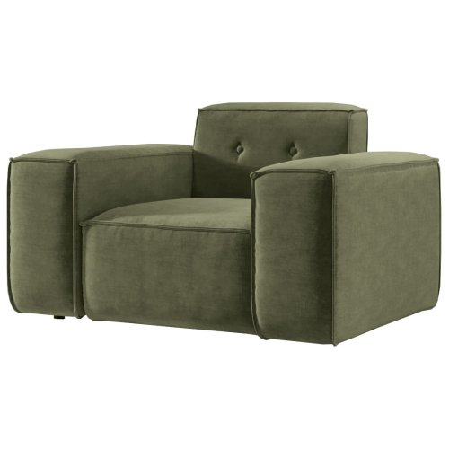 Sessel Luga mit Tasten Chenille Oliv Stoff