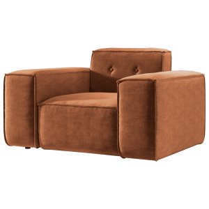 Sessel LUGA mit Knöpfen 121 cm Chenille Stoff Rostfarbe (Perfect Harmony 52)