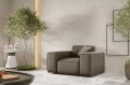 Sessel Luga mit Tasten Beige Samt Stoff Dekor