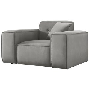 Sessel LUGA mit Knöpfen 121 cm Samt Stoff Hellgrau (Velvet Opera)