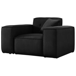 Sessel LUGA mit Knöpfen 121 cm Samt Stoff Schwarz (Velvet Opera)