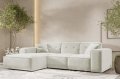 Ecksofa Luga L mit Tasten Creme Chenille Stoff Dekor