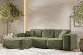 Ecksofa Luga L mit Tasten Oliv Chenille Stoff Dekor