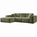 Ecksofa LUGA L mit Knopfsteppung, 266 cm, Chenille Stoff, Olivgrün (Perfect Harmony 39)